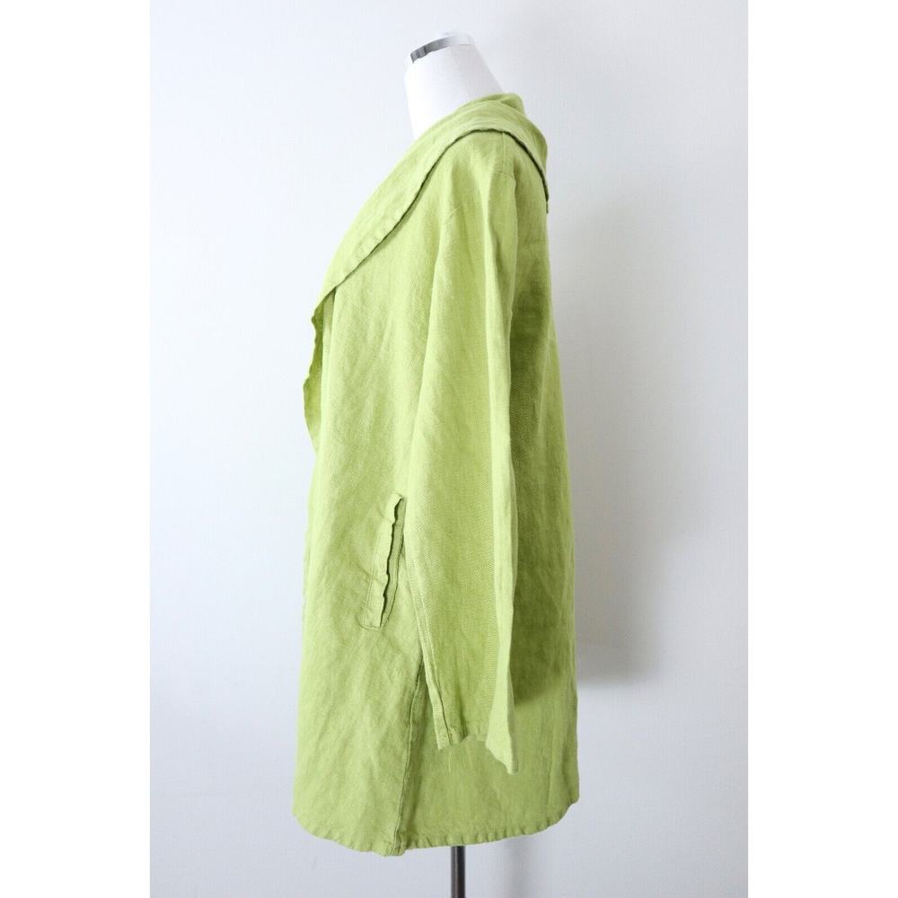 Bryn Walker Size XS Heavy Linen Jacket Drape Front Gooseberry Lime Green - Picture 9 of 14